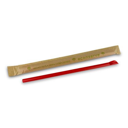 Popote Cuchara - Estuchado - Rojo - PLA - 21 cm
